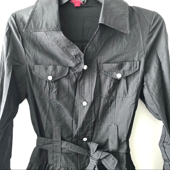 Outfitters Black Long Sleeve Dress Crystal Buttons - Picture 2 of 10